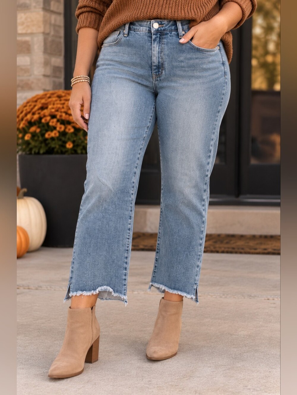 Democracy “Ab” Solution Jeans Size 14 Raw Hem Crop Straight Leg